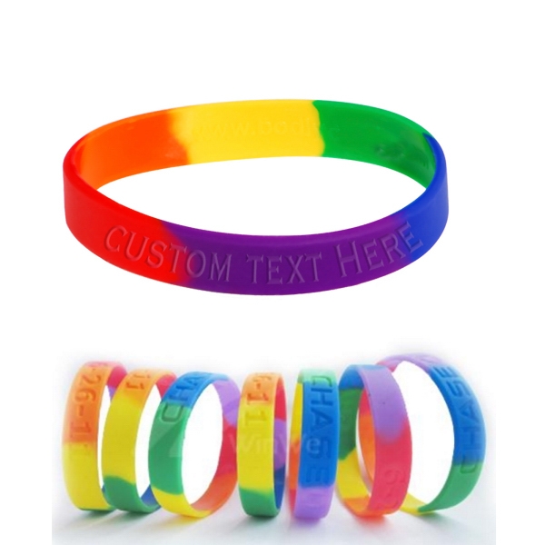 AIN1108 Rainbow Silicone Wristband Bracelets