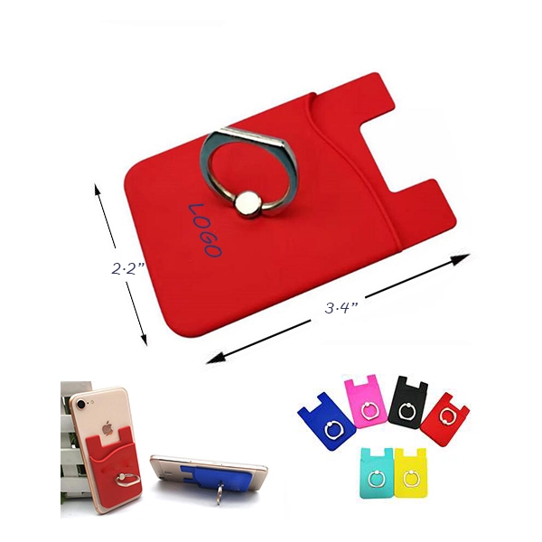 AIN1248 Silicone Cellphone Wallet With Metal Ring