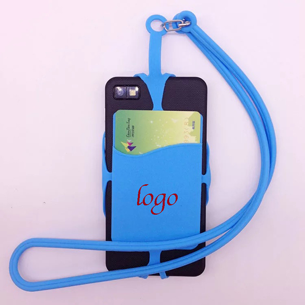 AIAZ151 Silicone Lanyard Card Slot with Phone Holder Wallet