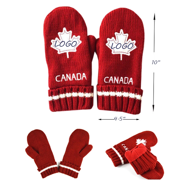 AIN1253 Thick Knitted Gloves Embroidered
