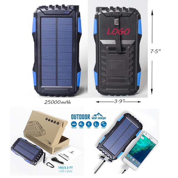 AIN1263 25000 mAh Waterproof Solar Charger With Carabiner
