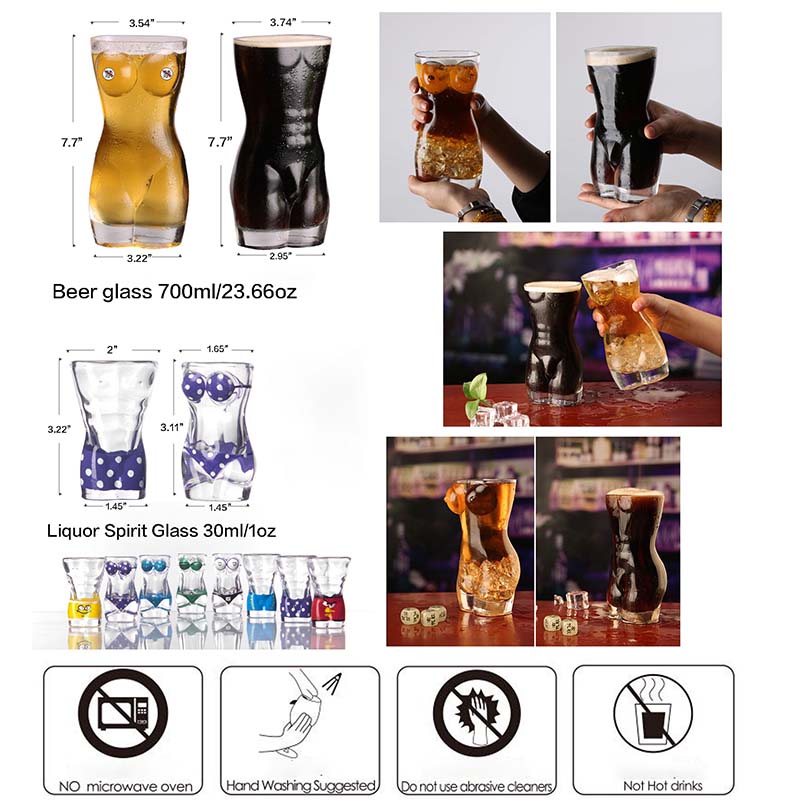 AIAZ239 Creative Transparent Glass Beer Glass Body Cup