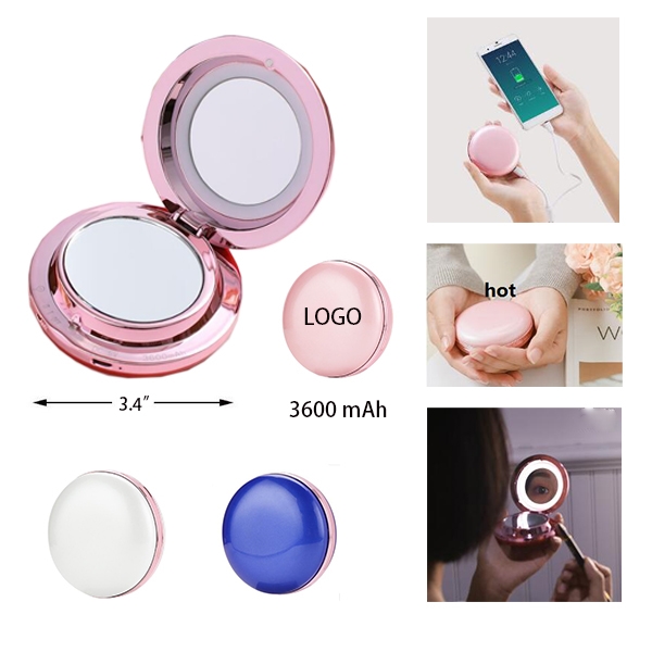 AIN1289 2 in 1 Round Mirror Power Bank