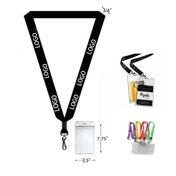 AIN1304 Polyester Lanyard with Clear Pouch