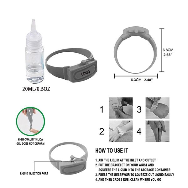AIN1492 Hand Sanitizer Dispenser Silicone Wristbands