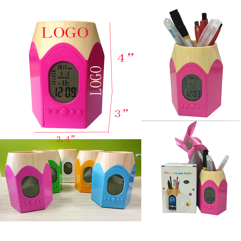 AIAZW389 / Pen Holder with Clock and Temperature 