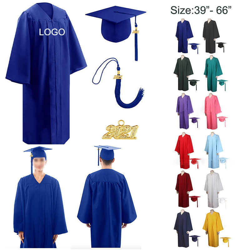 AIAZE314 / 2021 Graduation Gown Cap Tassel Set Uniforms Matte Graduatio 