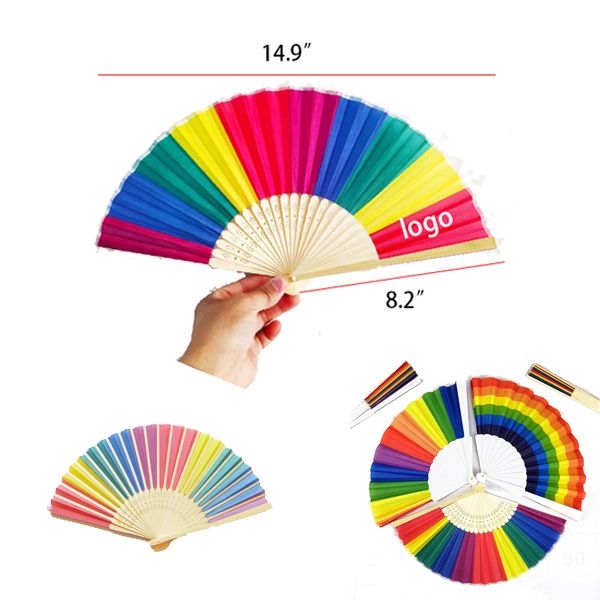 AIN1595 Rainbow Folding Hand Fan