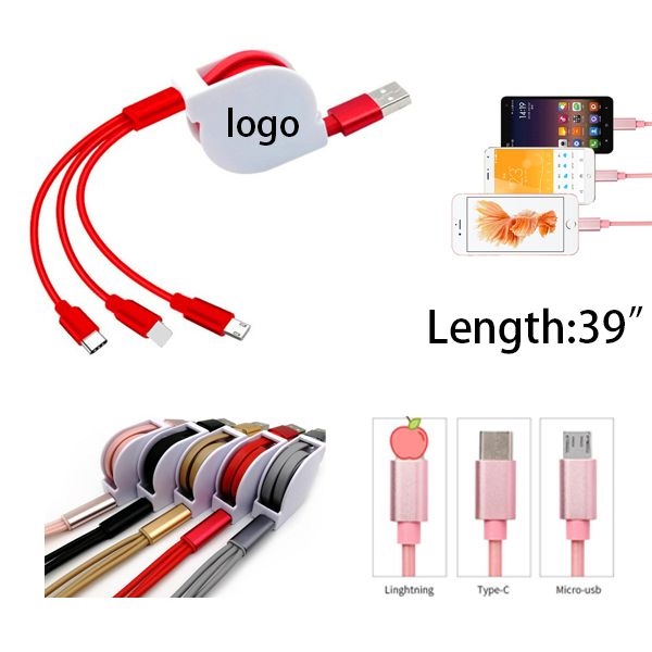 AIN1715 3 in 1 Retractable Charging Cable